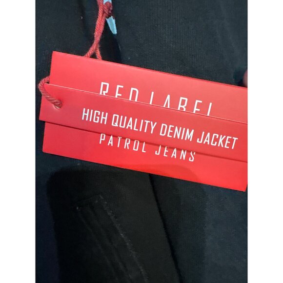 Red Label By Patrol Jeans Black Denim Jacket S Distressed Button Closure - Picture 6 of 8